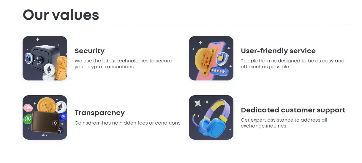 Coinsdrom exchange features