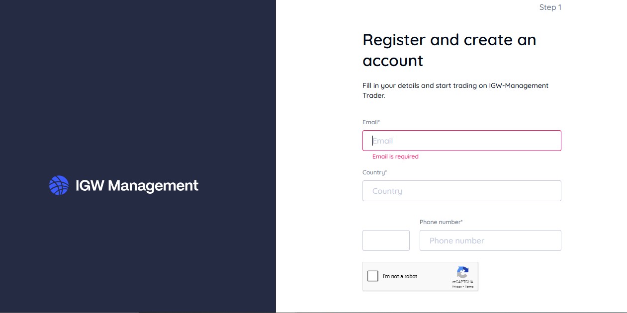 Free Account Creation on IGW Management