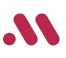 Abstract pink logo with two rounded diagonal bars on a white background, forming a modern mark.