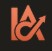 Stylized orange logo featuring the letters L and A intertwined with a circular ring motif.